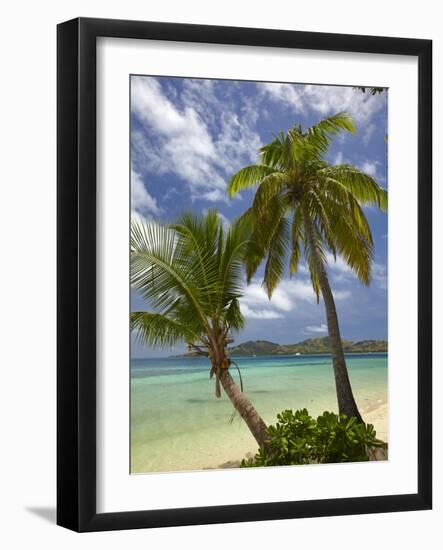 Beach and Palm Trees, Plantation Island Resort, Malolo Lailai Island, Mamanuca Islands, Fiji-David Wall-Framed Photographic Print