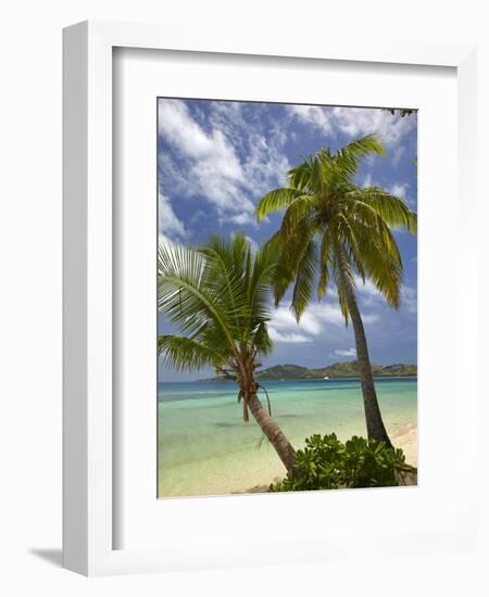 Beach and Palm Trees, Plantation Island Resort, Malolo Lailai Island, Mamanuca Islands, Fiji-David Wall-Framed Photographic Print