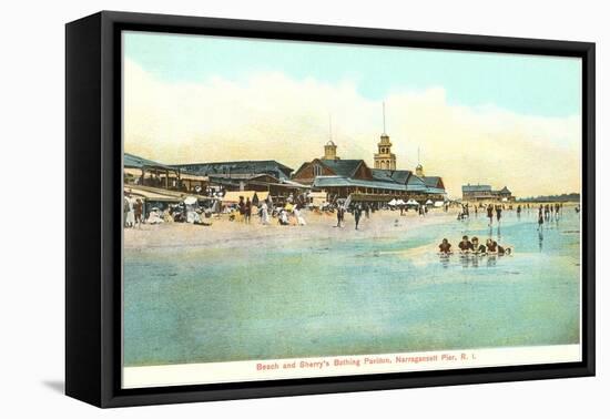 Beach and Pavilion, Narragansett Pier, Rhode Island-null-Framed Stretched Canvas