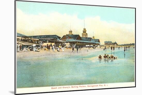 Beach and Pavilion, Narragansett Pier, Rhode Island-null-Mounted Art Print