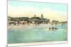 Beach and Pavilion, Narragansett Pier, Rhode Island-null-Mounted Art Print