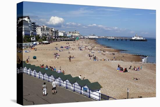 Beach and Pier, Eastbourne, East Sussex, England, United Kingdom, Europe-Stuart Black-Stretched Canvas