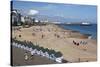 Beach and Pier, Eastbourne, East Sussex, England, United Kingdom, Europe-Stuart Black-Stretched Canvas