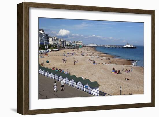 Beach and Pier, Eastbourne, East Sussex, England, United Kingdom, Europe-Stuart Black-Framed Photographic Print