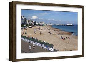 Beach and Pier, Eastbourne, East Sussex, England, United Kingdom, Europe-Stuart Black-Framed Photographic Print