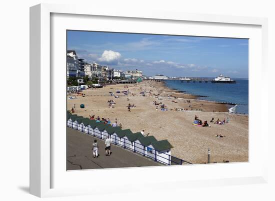 Beach and Pier, Eastbourne, East Sussex, England, United Kingdom, Europe-Stuart Black-Framed Photographic Print