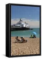 Beach and Pier, Eastbourne, East Sussex, England, United Kingdom, Europe-Stuart Black-Framed Stretched Canvas