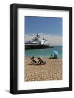 Beach and Pier, Eastbourne, East Sussex, England, United Kingdom, Europe-Stuart Black-Framed Photographic Print