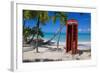 Beach and Red Telephone Box-Frank Fell-Framed Photographic Print