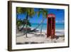 Beach and Red Telephone Box-Frank Fell-Framed Photographic Print