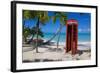 Beach and Red Telephone Box-Frank Fell-Framed Photographic Print