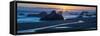 Beach and rock formations at sunset, Harris Beach State Park, Oregon, USA-Panoramic Images-Framed Stretched Canvas