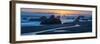 Beach and rock formations at sunset, Harris Beach State Park, Oregon, USA-Panoramic Images-Framed Photographic Print