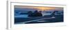 Beach and rock formations at sunset, Harris Beach State Park, Oregon, USA-Panoramic Images-Framed Photographic Print