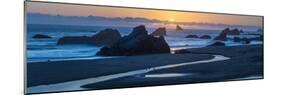 Beach and rock formations at sunset, Harris Beach State Park, Oregon, USA-Panoramic Images-Mounted Photographic Print
