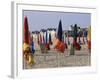 Beach and Rolled up Umbrellas, Deauville, Basse Normandie (Normandy), France-Guy Thouvenin-Framed Photographic Print