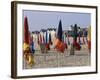 Beach and Rolled up Umbrellas, Deauville, Basse Normandie (Normandy), France-Guy Thouvenin-Framed Photographic Print