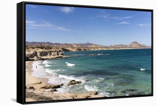 Beach and sea, Cabo Pulmo, UNESCO World Heritage Site, Baja California, Mexico, North America-Peter Groenendijk-Framed Stretched Canvas