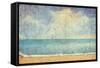 Beach And Sea On Paper Texture Background-Gladkov-Framed Stretched Canvas