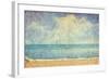 Beach And Sea On Paper Texture Background-Gladkov-Framed Art Print