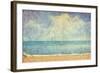 Beach And Sea On Paper Texture Background-Gladkov-Framed Art Print