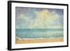 Beach And Sea On Paper Texture Background-Gladkov-Framed Art Print