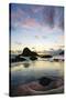 Beach and sea stacks at sunset, Indian Beach, Ecola State Park, Oregon-Adam Jones-Stretched Canvas