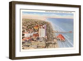 Beach and Seawall, Galveston, Texas-null-Framed Art Print