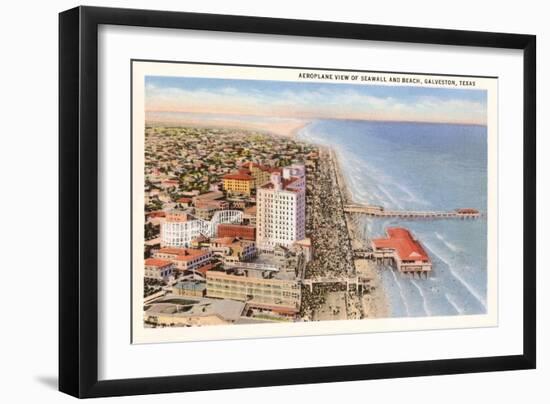 Beach and Seawall, Galveston, Texas-null-Framed Art Print