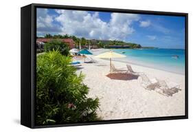 Beach and Sunshades, Long Bay, Antigua, Leeward Islands, West Indies, Caribbean, Central America-Frank Fell-Framed Stretched Canvas