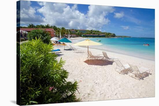 Beach and Sunshades, Long Bay, Antigua, Leeward Islands, West Indies, Caribbean, Central America-Frank Fell-Stretched Canvas