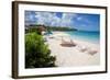 Beach and Sunshades, Long Bay, Antigua, Leeward Islands, West Indies, Caribbean, Central America-Frank Fell-Framed Photographic Print