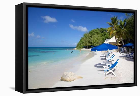 Beach and Sunshades, Long Bay, Antigua, Leeward Islands, West Indies, Caribbean, Central America-Frank Fell-Framed Stretched Canvas