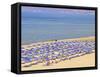 Beach and Sunshades on Beach at Giorgioupolis, Crete, Greek Islands, Greece, Europe-Guy Thouvenin-Framed Stretched Canvas