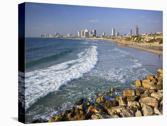 Beach and Tel Aviv from Jaffo Old Port, Israel-Michele Falzone-Stretched Canvas