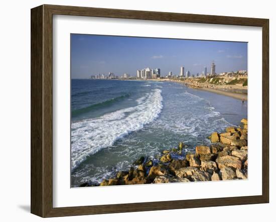 Beach and Tel Aviv from Jaffo Old Port, Israel-Michele Falzone-Framed Photographic Print
