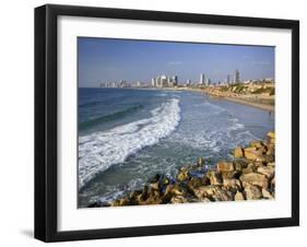 Beach and Tel Aviv from Jaffo Old Port, Israel-Michele Falzone-Framed Photographic Print