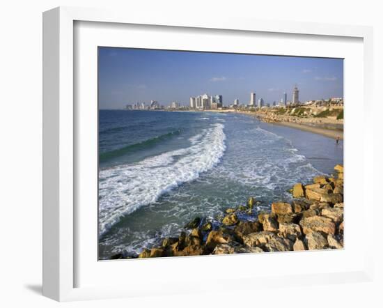 Beach and Tel Aviv from Jaffo Old Port, Israel-Michele Falzone-Framed Photographic Print