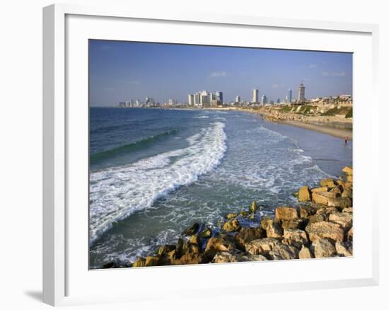 Beach and Tel Aviv from Jaffo Old Port, Israel-Michele Falzone-Framed Photographic Print