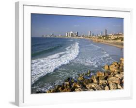 Beach and Tel Aviv from Jaffo Old Port, Israel-Michele Falzone-Framed Photographic Print