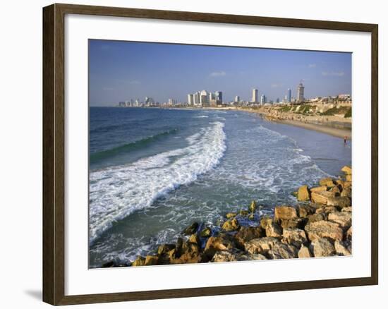 Beach and Tel Aviv from Jaffo Old Port, Israel-Michele Falzone-Framed Photographic Print