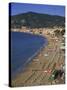Beach and Town, Alassio, Italian Riviera, Liguria, Italy, Europe-Gavin Hellier-Stretched Canvas
