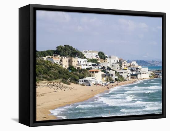 Beach and Town of Marinella Di Selinunte, Sicily, Italy, Mediterranean, Europe-Jean Brooks-Framed Stretched Canvas