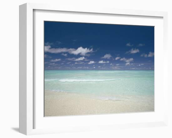 Beach and Turquoise Lagoon, Maldives, Indian Ocean-Papadopoulos Sakis-Framed Photographic Print