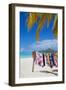 Beach and Vendor's Stall-Frank Fell-Framed Photographic Print