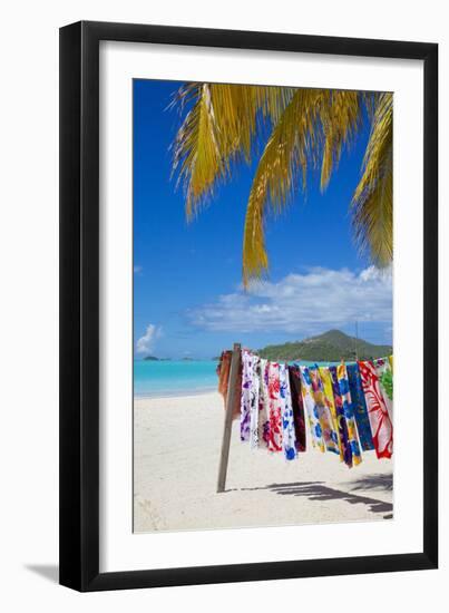 Beach and Vendor's Stall-Frank Fell-Framed Photographic Print