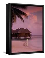 Beach and Water Villas at Sunset, Maldive Islands, Indian Ocean-Calum Stirling-Framed Stretched Canvas
