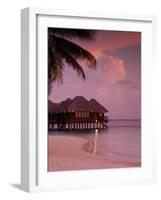 Beach and Water Villas at Sunset, Maldive Islands, Indian Ocean-Calum Stirling-Framed Photographic Print