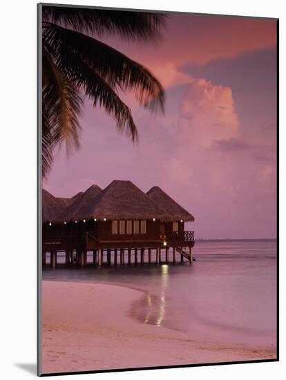 Beach and Water Villas at Sunset, Maldive Islands, Indian Ocean-Calum Stirling-Mounted Photographic Print