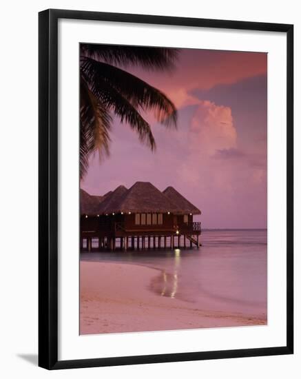 Beach and Water Villas at Sunset, Maldive Islands, Indian Ocean-Calum Stirling-Framed Photographic Print